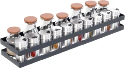 Noswo Kruidenrek Ophangbaar - Kruidenrek Voor Kruidenpotjes - Keukenrek Hangend - 50 Cm - Zwart