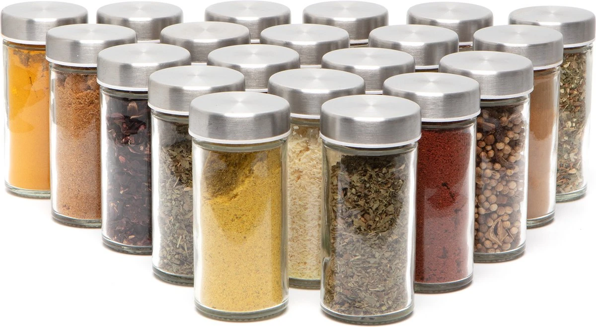 Pazzo Goods - Kruidenrek Staand - Kruidenrek Met Potjes - Zilver - RVS - Kruidenrek Draaibaar - 20 Kruidenpotjes - Inclusief Stickers & Stift - Kruiden Carrousel - Afbeelding 7