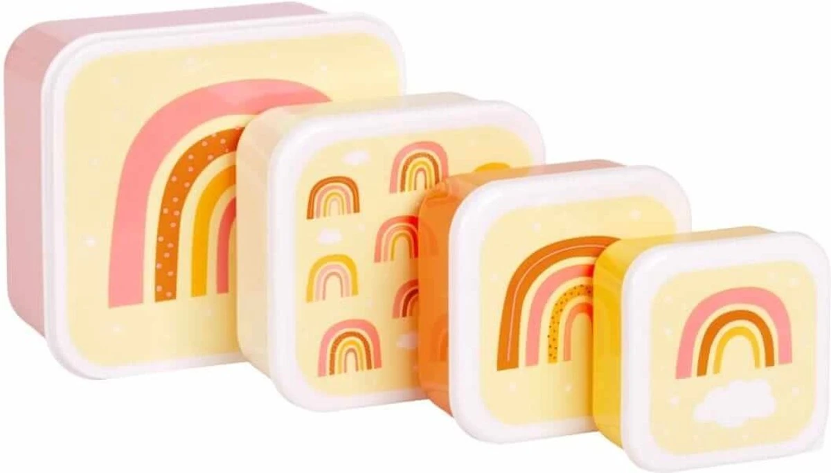 A Little Lovely Company - Brooddoos - Broodtrommel - Lunch & Snack Box Set Van 4 - Regenbogen - Afbeelding 8
