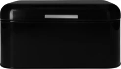 QUVIO Broodtrommel - Brooddoos - Brood Bewaren - Vershouddoos Voor Brood - Brooddoos - Klepdeksel - Scharnierdeksel - Zwart - Ijzer - 9,5 Liter Inhoud - 20 X 30 X 16 Cm