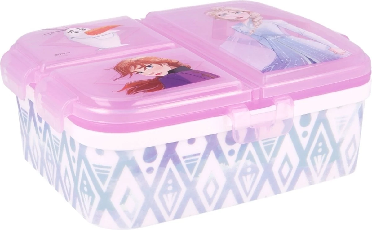 Disney Frozen Broodtrommel 3 Vakjes - 17x20 Cm - Brooddoos -Lunchbox