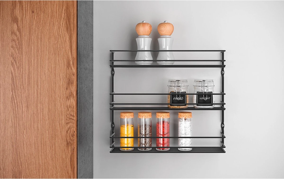 Tomado Metaltex - Pepito Kruidenrek - 3 Etages - Zwart - 36x8x31cm - Afbeelding 4