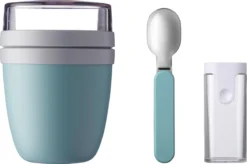 Mepal - Lunchpot + Vouwlepel Ellipse - Nordic Green - Yoghurtbeker Met Lepel - Muesli Beker To Go - Geschikt Voor Vriezer, Magnetron En Vaatwasser.