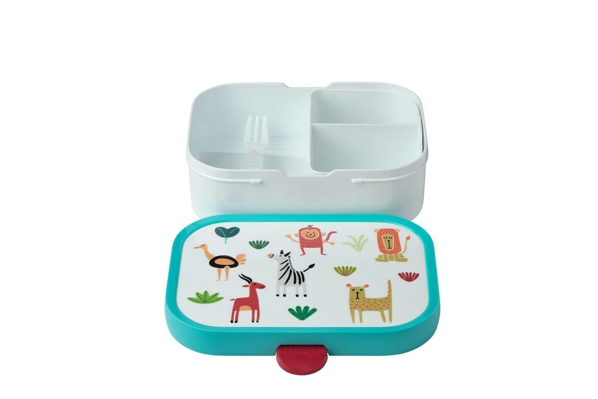Mepal – Lunchset Campus (pu + Lb) – Pop-up Drinkfles En Broodtrommel Voor Kinderen – Animal Friends – Bento Box – Lekvrij - Afbeelding 3
