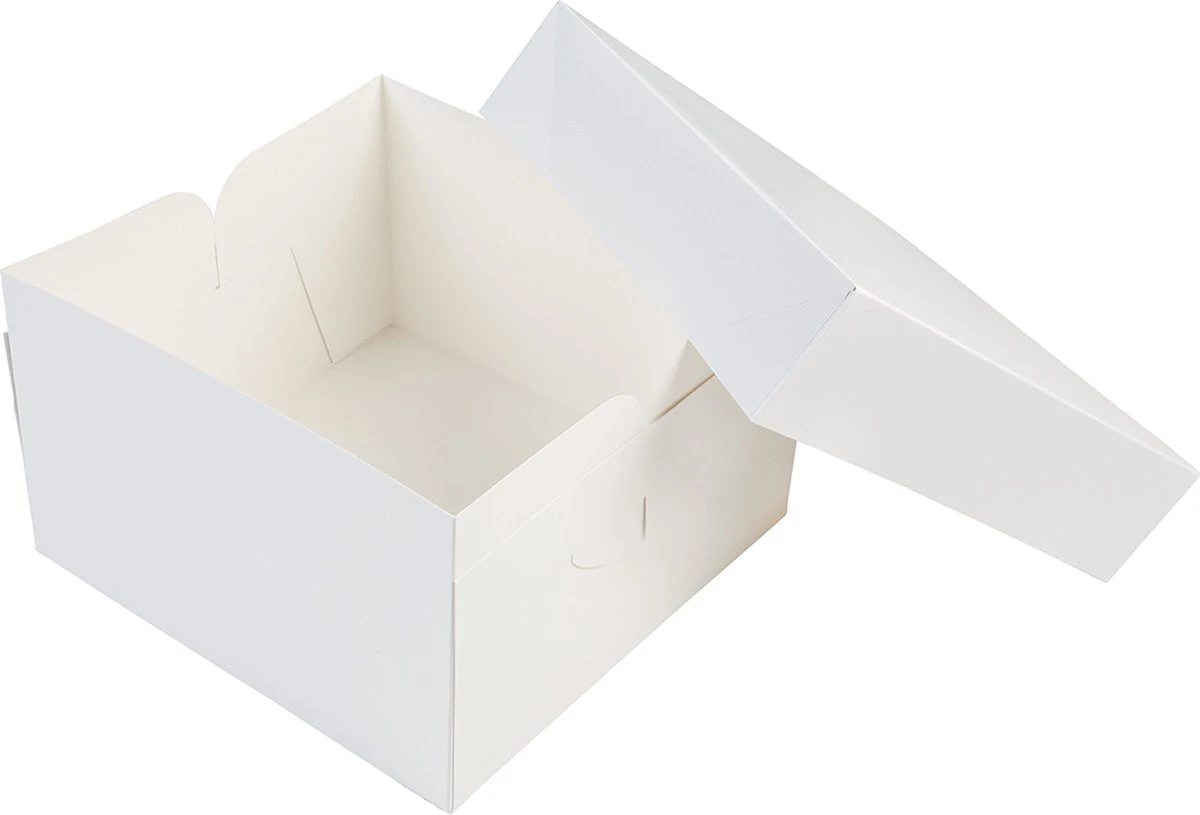 Taartdoos 25x25x15cm. Wit 3st - Afbeelding 2