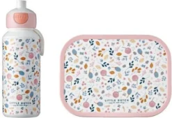 Mepal – Lunchset Campus (pu + Lb) – Pop-up Drinkfles En Broodtrommel Voor Kinderen – Spring Flowers – Little Dutch