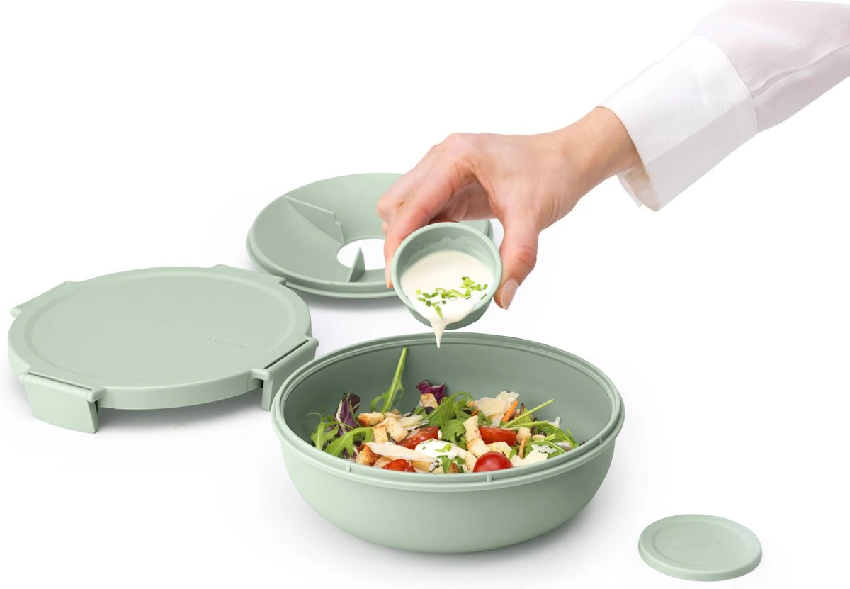 Brabantia Make & Take Salade Lunchbox - 1,3 L - Kunststof - Jade Green - Afbeelding 7
