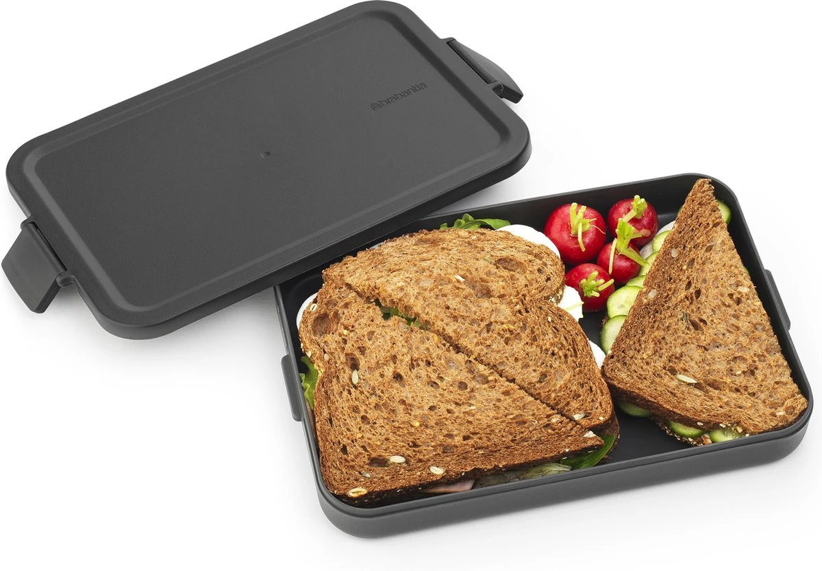 Brabantia Make & Take Lunchbox - Plat - Kunststof - Dark Grey - Afbeelding 3