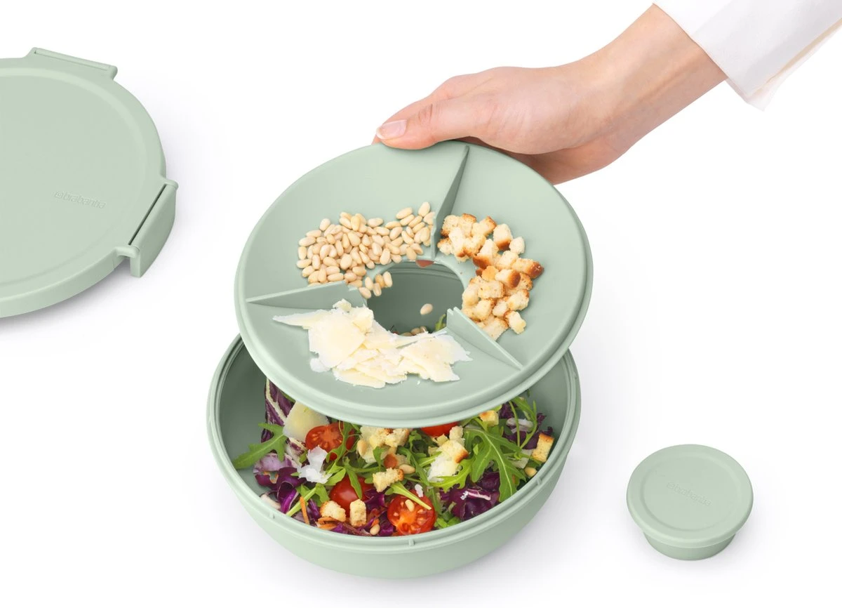 Brabantia Make & Take Salade Lunchbox - 1,3 L - Kunststof - Jade Green - Afbeelding 6