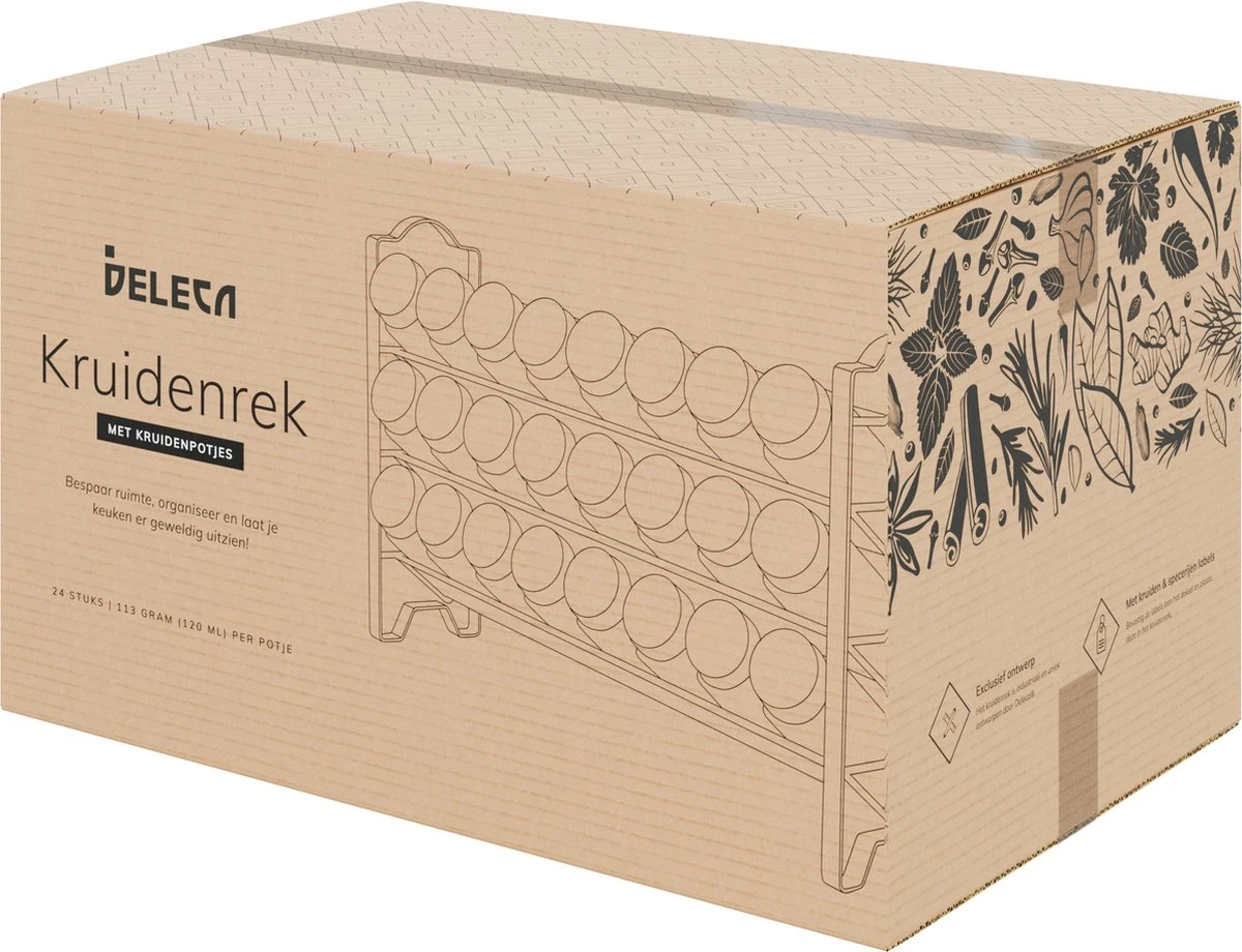 Deleca Kruidenrek Organizer Met 24 Kruidenpotjes - Vierkant - Strooideksel & Labels - Ophangbaar Of Staand - Industrieel / Zwart - Afbeelding 14