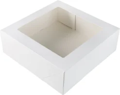 Taartdoos Met Venster 26x26x9cm. Wit 3st