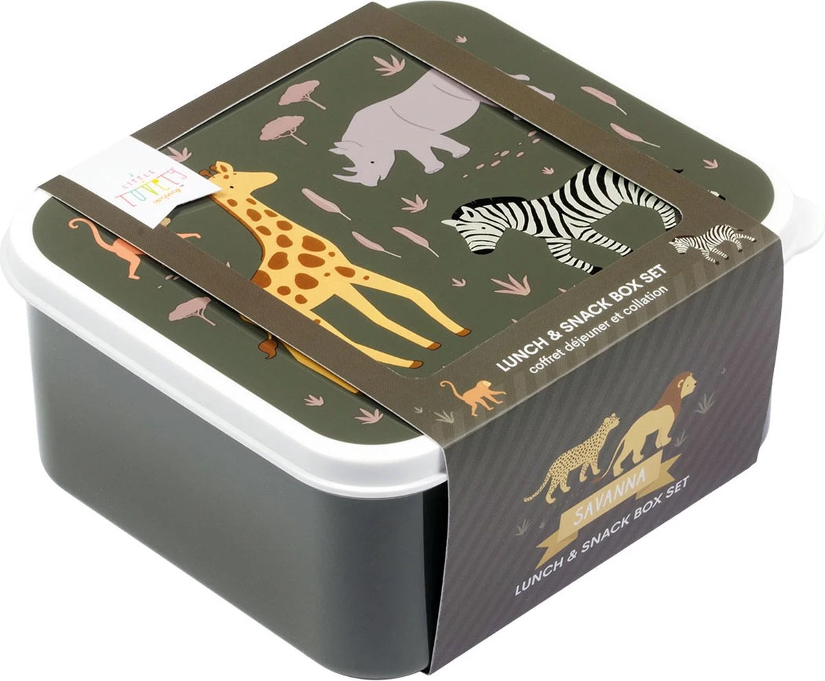 A Little Lovely Company - Brooddoos - Broodtrommel -Lunch & Snack Box Set Van 4 - Savanne - Afbeelding 6
