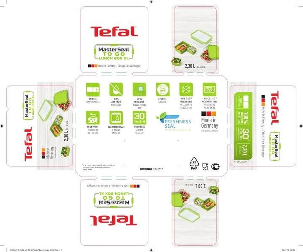 Tefal Masterseal To Go Lunchbox XL - 2,2L - Met Inlays - Afbeelding 6