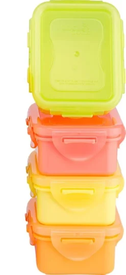 Lock&Lock (mini) Vershoudbakjes Set Met Deksel - Snackdoosjes - Snackbox - Set Van 4 Stuks - Kinderen - Lekvrij - BPA Vrij - Klein - 180 Ml - Multicolor