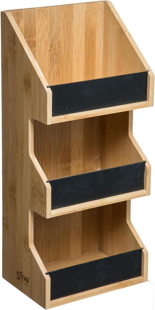 Merkloos Decopatent® 3 Laags Keuken Opbergrek - Staand Rek 3 Etages - Keukenrek - Bamboe Hout - Etagere Rek - Kruidenrek - Keuken Organizer - Afbeelding 2