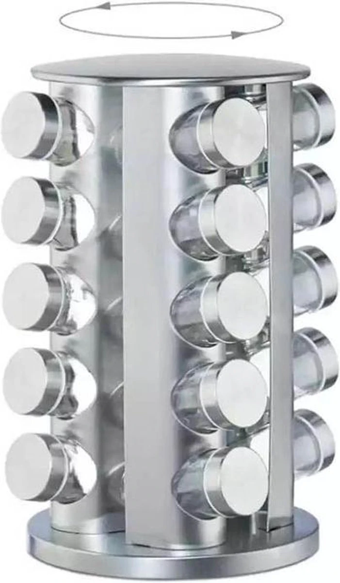 SensaHome 360 Graden Roteerbare Kruidencarrousel - Kruidenrek/Kruidenmolen - 20 Kruidenpotjes - 5 Laags - Draaibaar - 20 Specerijen Potjes - Specerijenmolen - Afbeelding 14