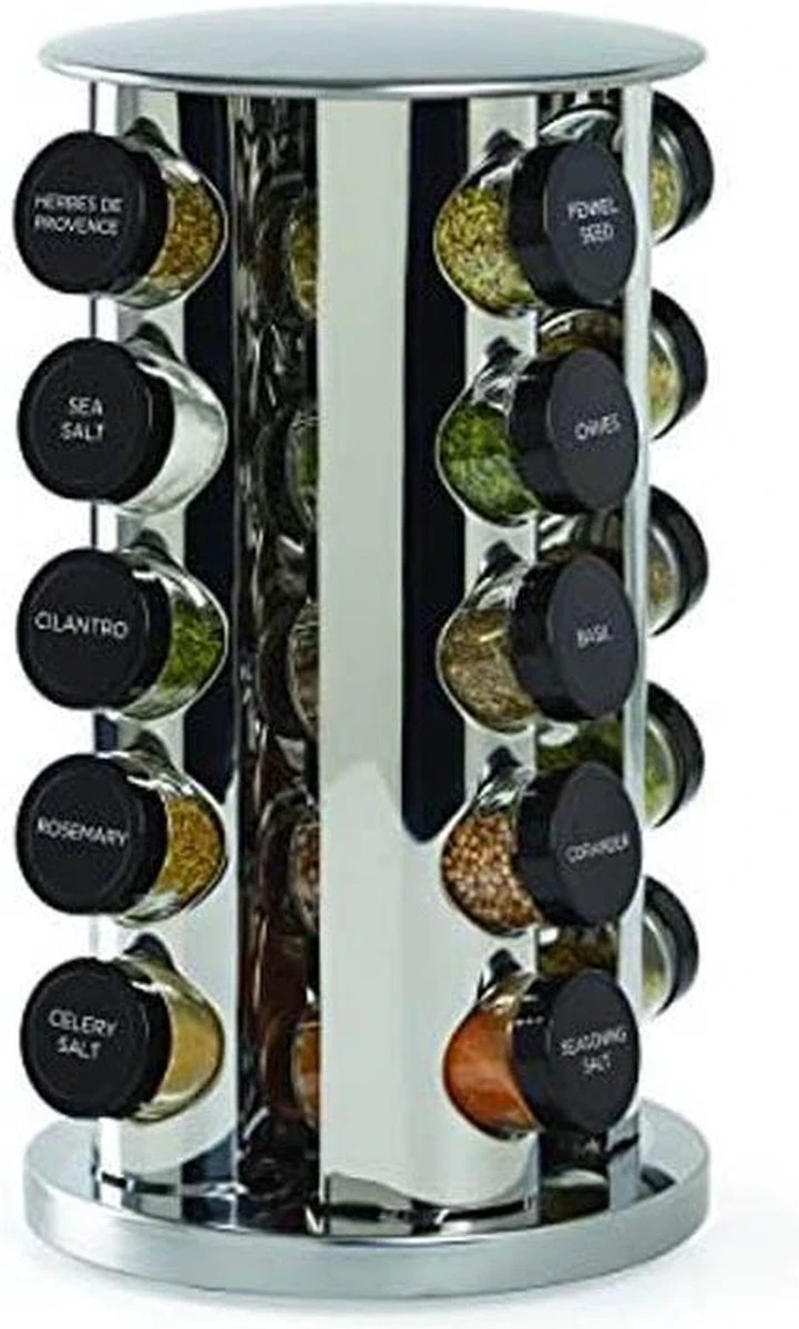 SensaHome 360 Graden Roteerbare Kruidencarrousel - Kruidenrek/Kruidenmolen - 20 Kruidenpotjes - 5 Laags - Draaibaar - 20 Specerijen Potjes - Specerijenmolen - Afbeelding 5