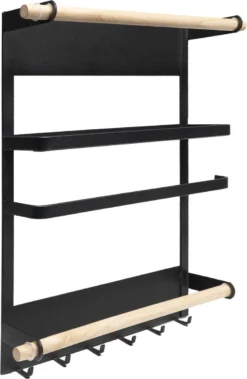 QUVIO Keukenrekje Van Metaal Magnetisch - Kruidenrek - Keuken Opbergrek Voor Kruiden, Handdoeken En Opscheplepels - Zwart