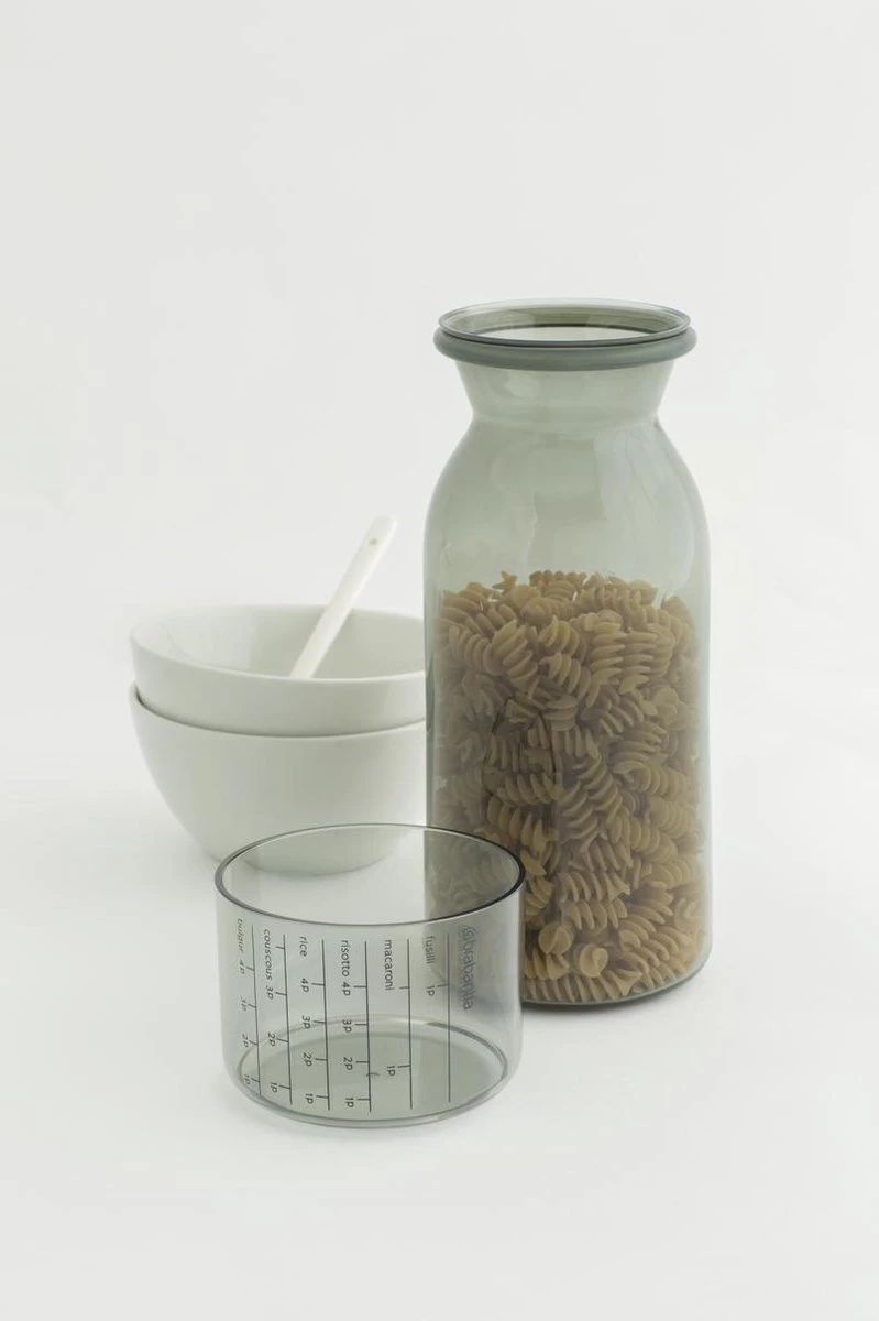 Brabantia Voorraadbussen Met Maatbeker Set Van 2 - 1,3 L - Dark Grey - Afbeelding 5