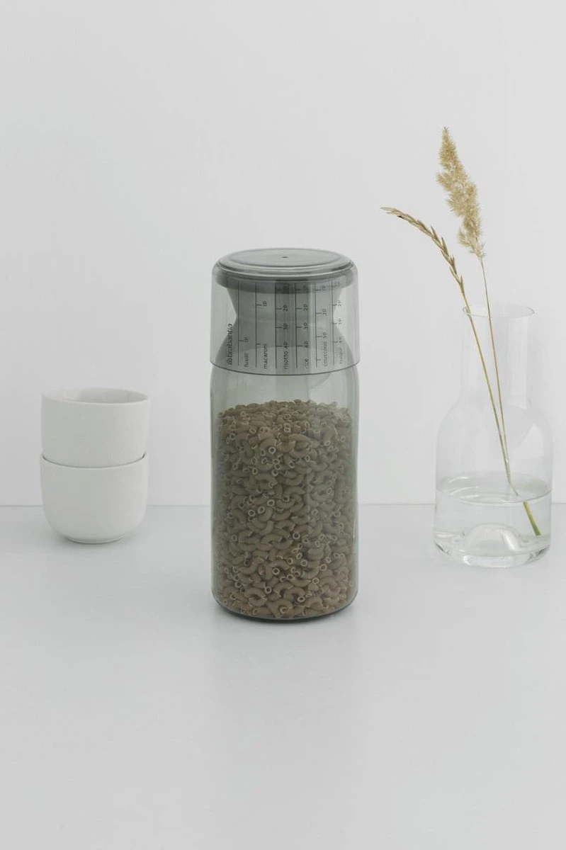Brabantia Voorraadbussen Met Maatbeker Set Van 2 - 1,3 L - Dark Grey - Afbeelding 8