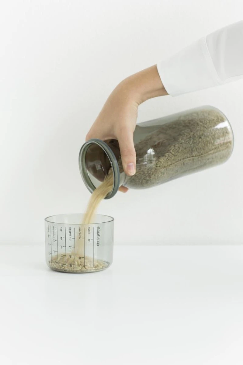 Brabantia Voorraadbussen Met Maatbeker Set Van 2 - 1,3 L - Dark Grey - Afbeelding 9