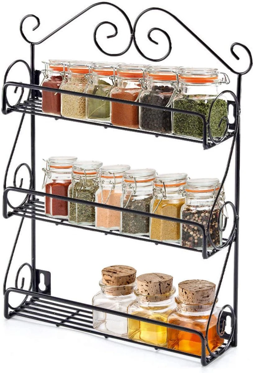 KitchenBrothers Kruidenrek - Staand En Ophangbaar - Voor 21 Potjes - 3 Laags - Metaal - Afbeelding 5