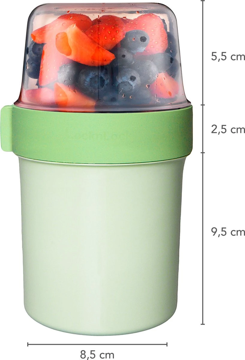 Lock&Lock Yoghurtbeker - Yoghurt Beker To Go - Muesli Beker To Go - Lunchpot - Lunchbeker - Medium - 560 Ml + 310 Ml - Groen - Afbeelding 5