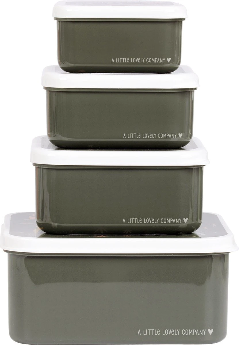 A Little Lovely Company - Brooddoos - Broodtrommel -Lunch & Snack Box Set Van 4 - Savanne - Afbeelding 2