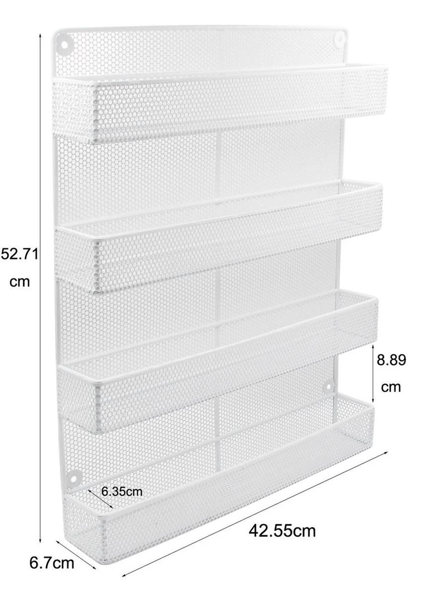 QUVIO Groot Kruidenrek - Staal - Wit - Ophangbaar - Voor 32 Kruidenpotjes - 4 Laags - Afbeelding 3