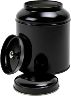 Merkloos Theeblik Zwart Met Aroma Deksel 100 Gram - Stuk