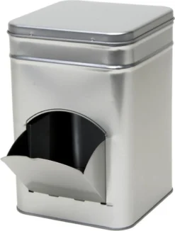 Merkloos 1x Zilver Vierkant Opbergblik/bewaarblik Met Dispenser 21 Cm - Zilveren Koffiecups/suikerklontjes Voorraadblikken - Voorraadbussen Met Dispenser