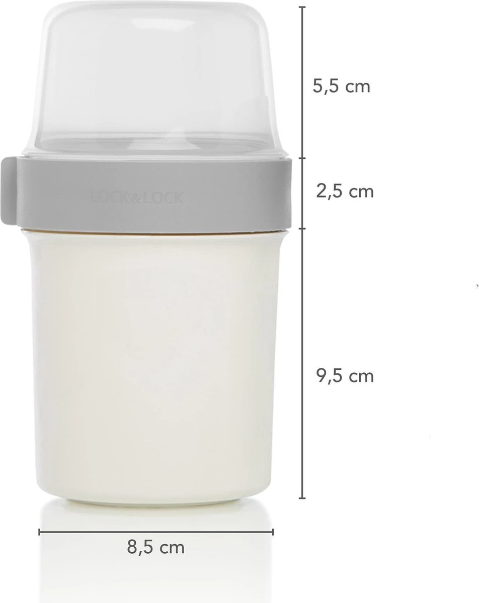 Lock&Lock Yoghurtbeker - Yoghurt Beker To Go - Muesli Beker To Go - Lunchpot - Lunchbeker - Medium - 560 Ml + 310 Ml - Wit - Afbeelding 6