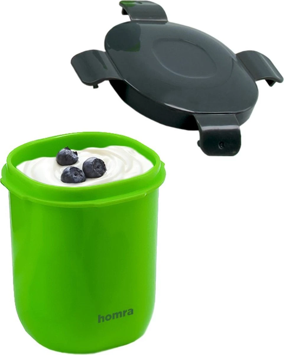 Homra Lunchset In Tas BREAQ Green - Broodtrommel - Yoghurtbeker - Koeltas - Lunch To Go - Duurzaam Kunststof - BPA Vrij - Lunchtrommel - Magnetron, Diepvries, Vaatwasser Bestendig - Grijs Met Groen - Picknick - Kantoor - School - Vers Houden - Afbeelding 4