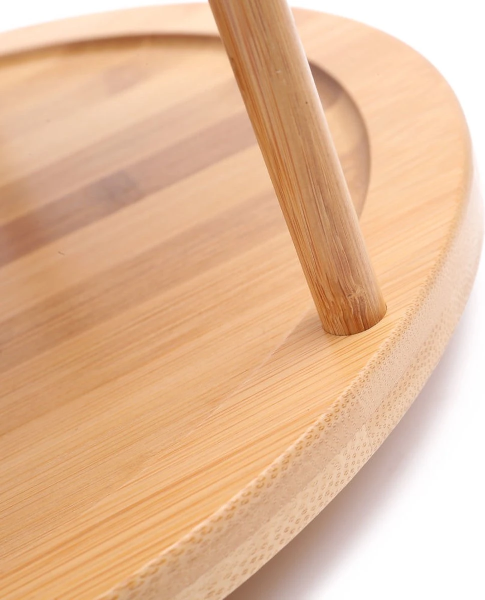 Merkloos Decopatent® Kruidenrek / Fruitschaal Bamboe - Rond - Kruiden Carrousel - Draaibaar - Staand Bamboe Specerijenrek Draaiplateau - Fruitrek - Afbeelding 3